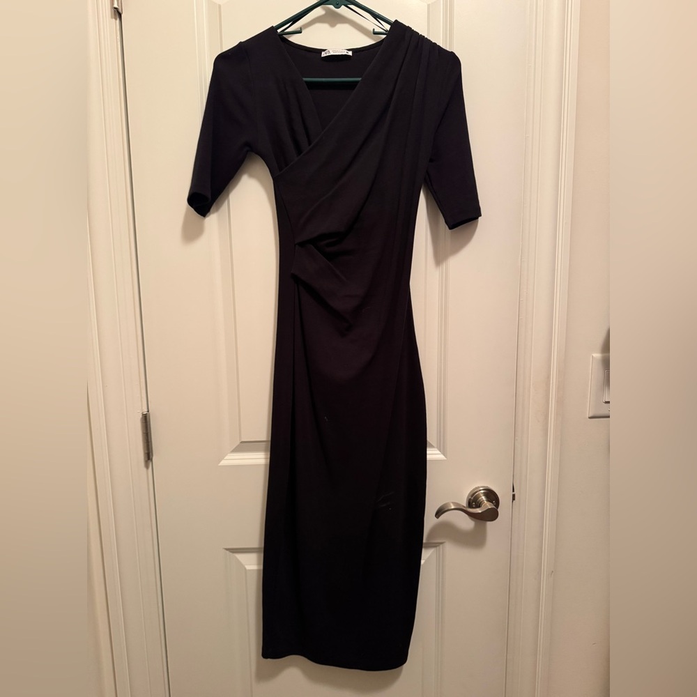 ZARA black half sleeve midi dress